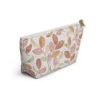 Cherry Plum Leaves Accessory Pouch w T-bottom in Coral
